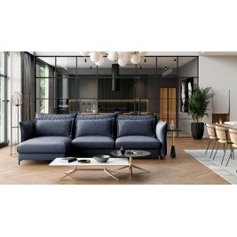 Canapé convertible d'angle droit 3 places VERDURO - Bleu marine