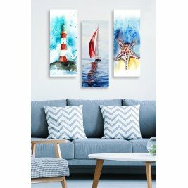 Peinture sur bois (3 pièces) - HRAFN - Multicolore