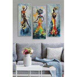 Peinture sur bois (3 pièces) - HUAN - Multicolore