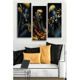 Peinture sur bois (3 pièces) - HUBERT - Multicolore