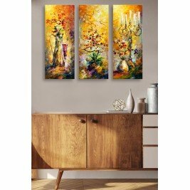Peinture sur bois (3 pièces) - HUDA - Multicolore