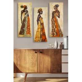 Peinture sur bois (3 pièces) - HUDES - Multicolore