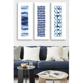 Peinture sur bois (3 pièces) - HUGH - Bleu