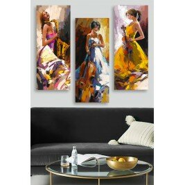 Peinture sur bois (3 pièces) - HUGHIE - Multicolore