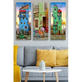 Peinture sur bois (3 pièces) - HUGO - Multicolore